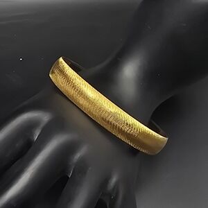 Monet Brushed Gold Tone Bangle Bracelet Vintage Costume Jewelry